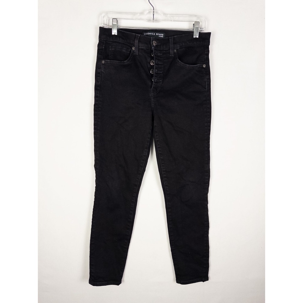 Veronica Beard Debbie Skinny High Rise Jeans 29 Black Onyx Button Fly Womens